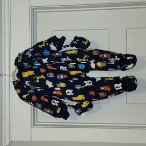 Baby snowsuit size 18-24 months. Detachable booties & mittens. Navy blue animal